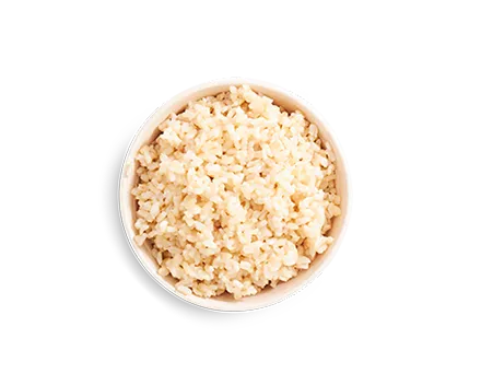 a bowl of brown rice on a black background