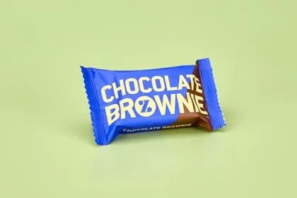 Brownie- a chocolate bar in a blue wrapper